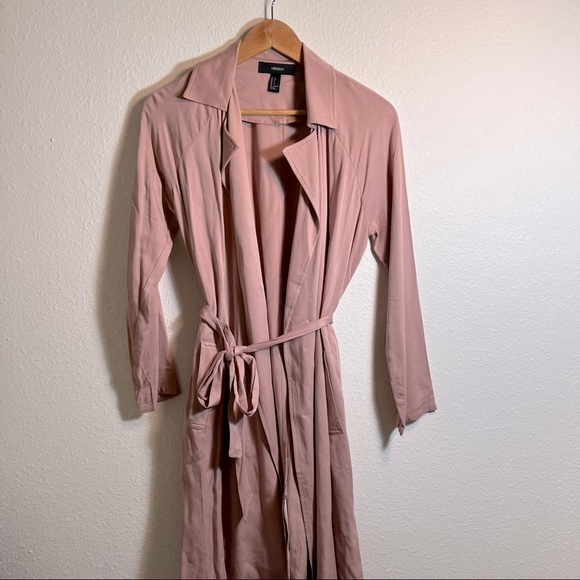 NEW Forever21 Pink Belted Trench Coat size Small - Picture 2 of 7